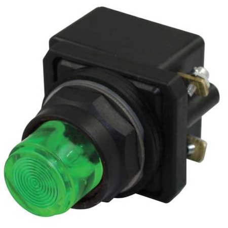 Pilot Light, LED, 120VAC, 30mm, Plastic, GR