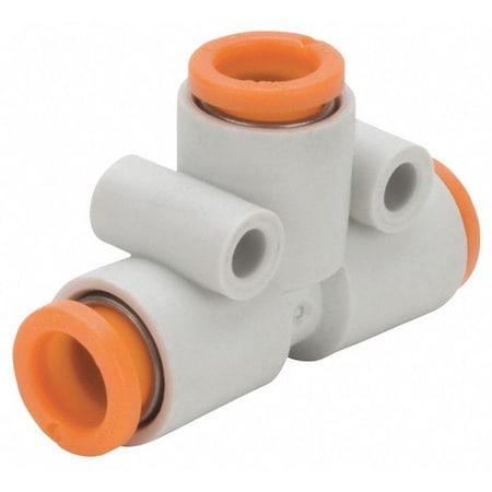 Push-Fit Tee Fitting, Push-to-Connect x Push-to-Connect x Push-to-Connect, 5/16 in x 1/2 in Tube OD