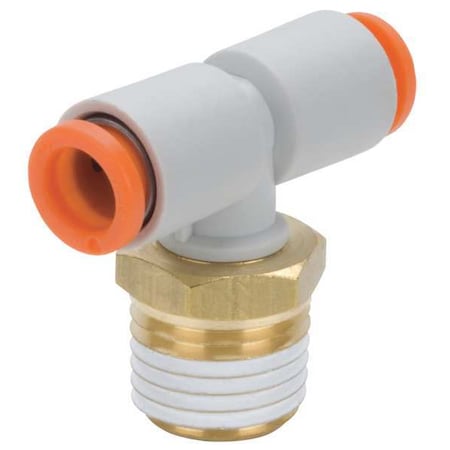 Push-Fit Tee Fitting, Push-to-Connect x Push-to-Connect x MBSPT, 3/8 in Tube OD, 1/4 in Pipe Size