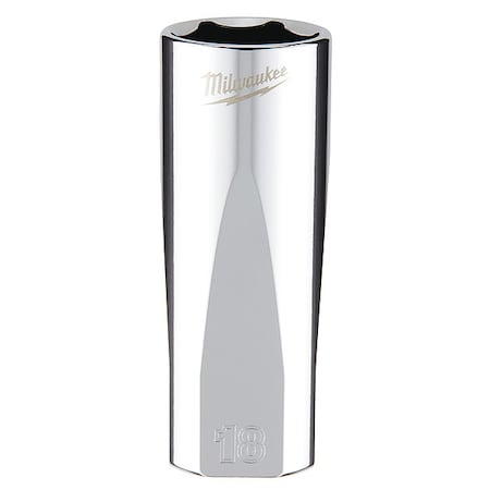 3/8 in. Drive 18mm Metric 6-Point Deep Socket with FOUR FLAT Sides