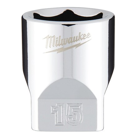 1/4 in. Drive 15mm Metric 6-Point Socket with FOUR FLAT Sides