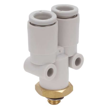 Push-Fit Wye Fitting, Push-to-Connect x Push-to-Connect x Metric, 6mm Tube OD, 6 mm Pipe Size