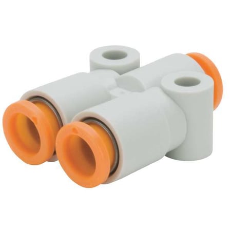 Push-Fit Wye Fitting, Push-to-Connect x Push-to-Connect x Push-to-Connect, 1/4 in x 5/16 in Tube OD