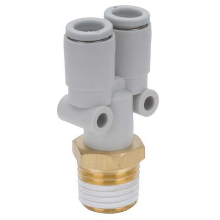 Push-Fit Wye Fitting, Push-to-Connect x Push-to-Connect x MBSPT, 6mm Tube OD, 3/8 in Pipe Size