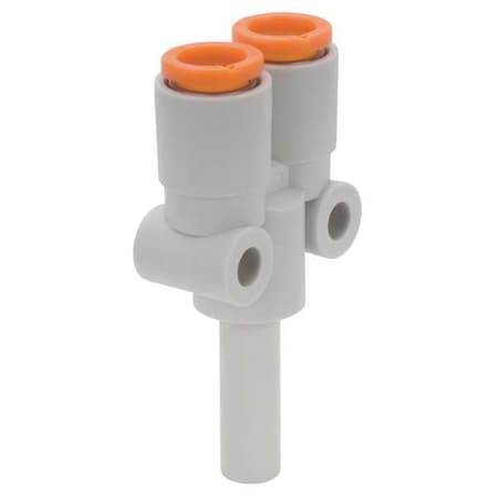 Push-Fit Wye Fitting, Push-to-Connect x Push-to-Connect x Push-to-Connect, 5/16 in Tube OD, Plastic