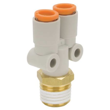 Push-Fit Wye Fitting, Push-to-Connect x Push-to-Connect x NPT, 1/2 in Tube OD, 1/4 in Pipe Size