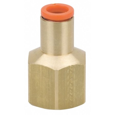 Push-Fit Adapter Fitting, Push-to-Connect x FNPT, 3/8 in Tube OD, 3/8 in Pipe Size, Brass