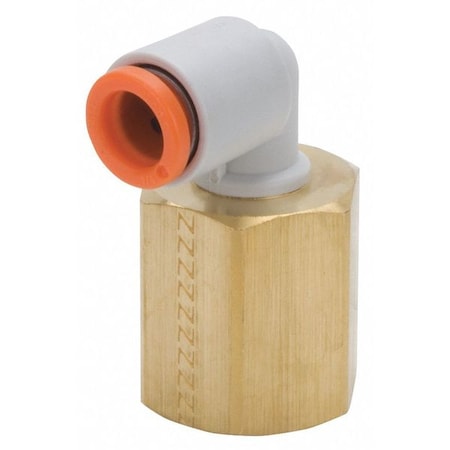 Push-Fit Elbow Fitting, Push-to-Connect x Female Metric, 4mm Tube OD, 6 mm Pipe Size, Plastic