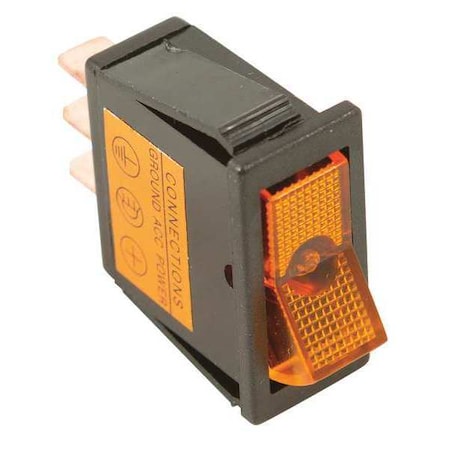 Rocker Switch,1/4" Male Terminal,Amber