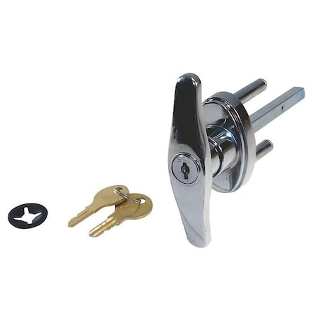Keyed T Handle,Chrome,5/16 x 4-1/4 In