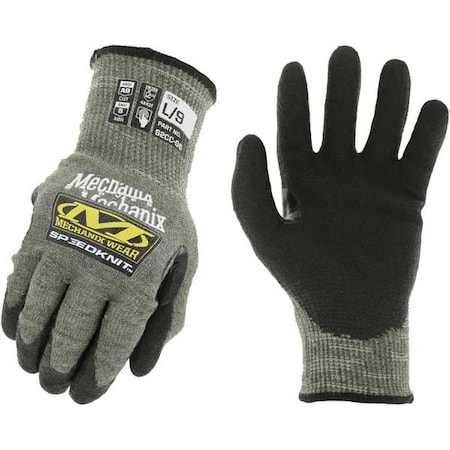 Knit Gloves, Cut Level A9 ,Dipped ,Water-Based Polyurethane ,Smooth ,9 1 PR