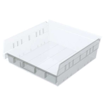Shelf Storage Bin, Plastic, Clear, 4 in H, 11 1/8 in W, 11 5/8 in L