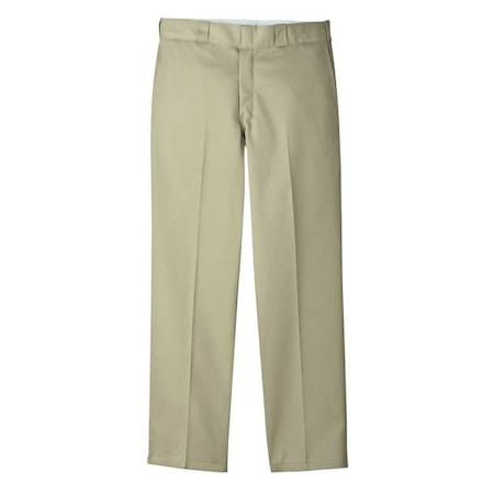 Men's Flex Work Pants, L/XL, Tan, 65% Polyester/35% Cotton