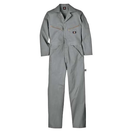 4877 Long Sleeve Coveralls, Cotton, 8.75 oz Fabric Weight, 33 in Inseam, Gray, XL