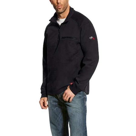 Men's FR 1/4 Zip, Cotton, Zipper, Black, L