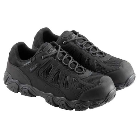 Men's Hiker Shoe, Composite Toe, Leather, Mesh Upper, Polyurethane, Rubber Outsole, Black/Gray, 13