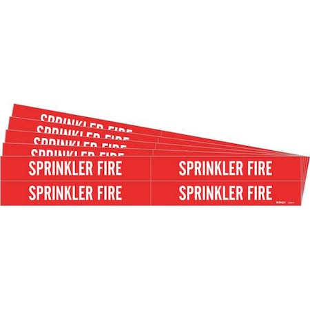 Pipe Marker,White,Sprinkler Fire,PK5, 7268-4-PK