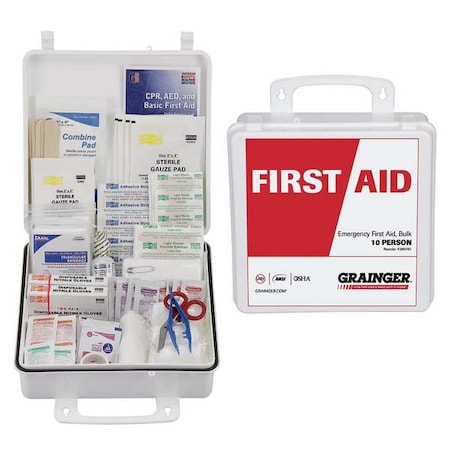 First Aid Kit and Housing, Plastic 133 Components, 10 People Served