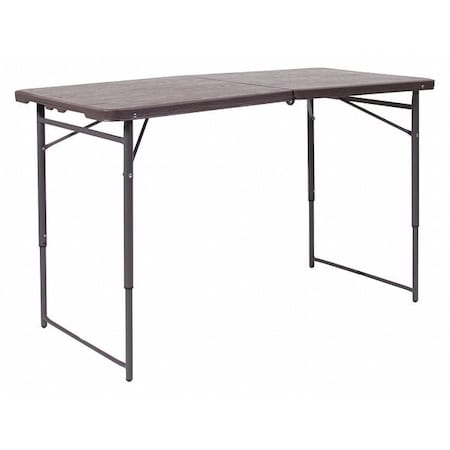 Rectangle Plastic Table,23.5''W x 48.25''L, Plastic Top, Brown