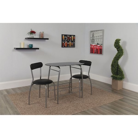 Oval Bistro Table, Glass Top, Black