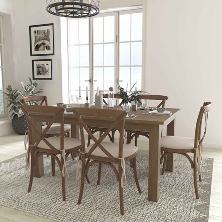 Rectangle Antique Farm Table, Wood Top, Wood Grain