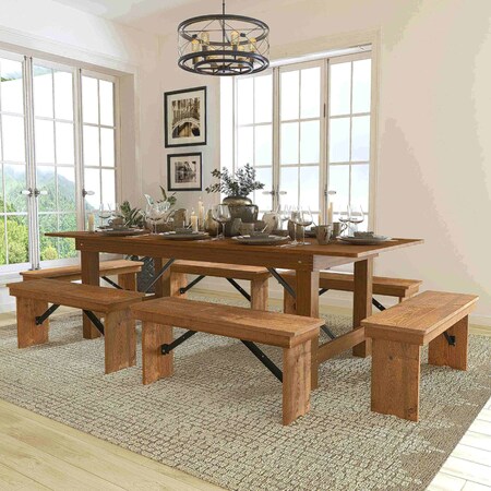 Rectangle Antique Farm Table , 40"; 40-1/4" W 30"; 17-3/4" H, Wood