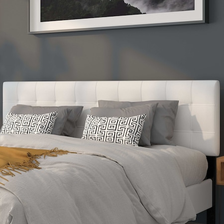 King,Bedford Headboard,White Fabric