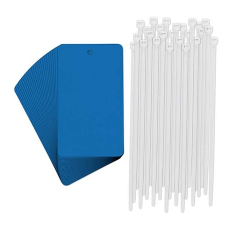 Tag, Blank, Metal, 5 in H x 3 in W, Blue, Rectangle, 25 PK