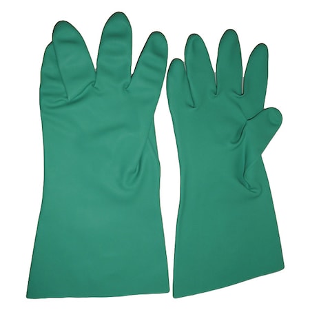Chemical-Resistant Gloves, Nitrile, 15 in L, 22 mil, Green, M, 1 PR
