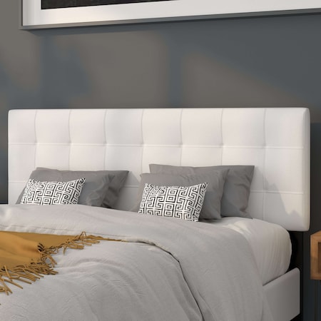Bedford Headboard,Queen,White Fabric