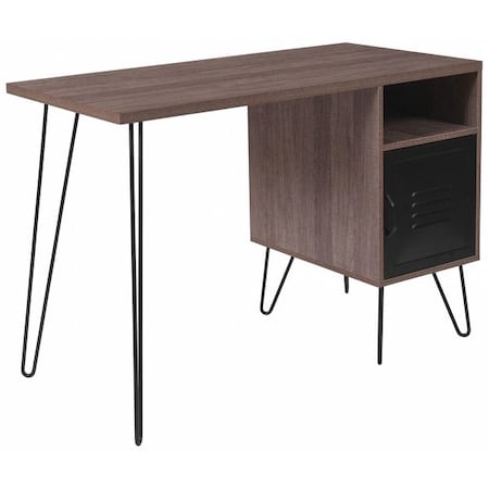 Contemporary Desk Computer Desk,Metal Door,Metal Legs Blk, 21-1/2" D X 30" H, 43-1/4" W X Rustic