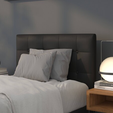 Headboard,Twin Size,Black Vinyl