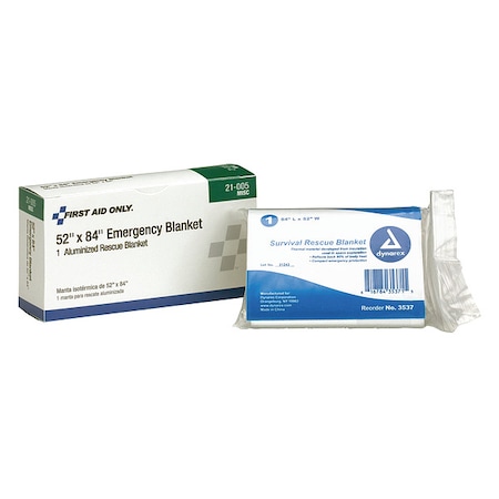 Emergency Blanket,Silver,52In x 84In
