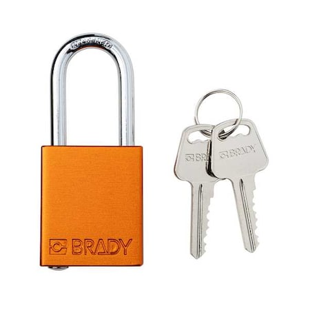 Padlock, Keyed Different, Aluminum, Orange, 1 1/2 in Shackle Height, 1 1/2 in Body Width