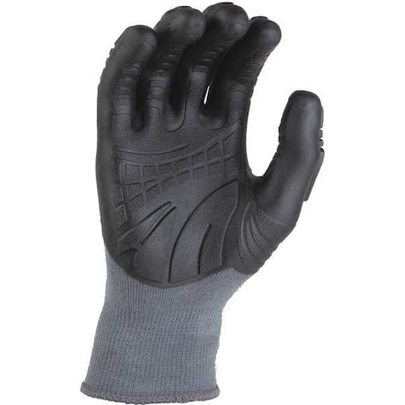 Coated Gloves, Thermoplastic Rubber Palm, L, Gray