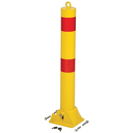 Fold-Down Bollard,Yellow,4 1/4" dia.