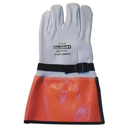 Electrical-Insulating Glove Protectors, Goatskin, 13" Length, White/Orange, Size 10
