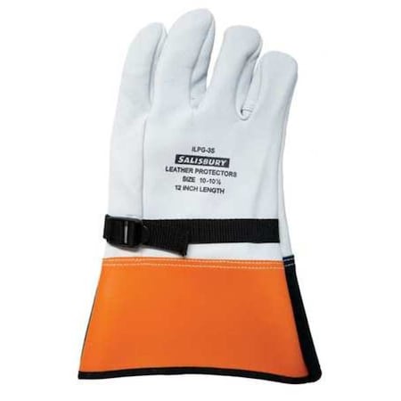 Electrical-Insulating Glove Protectors, Goatskin, 12" Length, White, Size 9