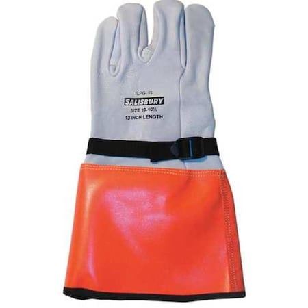 Electrical-Insulating Glove Protectors, Goatskin, 14" Length, White, Size 8