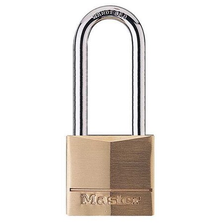 Padlock, Keyed Different, Long Shackle, Rectangular Brass Body, Steel Shackle, 13/16 in W