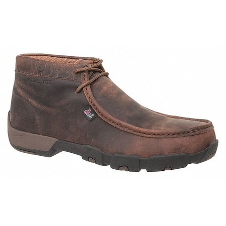 Men's Chelsea Boot, 8/1/2002 M, Steel Toe, 4 in H, Brown, 235