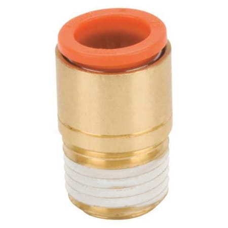 Push-Fit Adapter Fitting, Push-to-Connect x MNPT, 3/8 in Tube OD, 3/8 in Pipe Size, Plastic