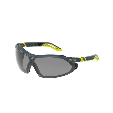 LT450G, Safety Glasses, Anti-Fog & Anti-Scratch, Gray Lens, Charcoal/High-Visibility Yellow Frame