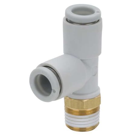 Push-Fit Tee Fitting, MBSPT x Push-to-Connect x Push-to-Connect, 6mm Tube OD, 3/8 in Pipe Size