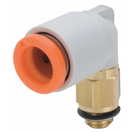 Push-Fit Elbow Fitting, Push-to-Connect x MUNF, 1/8 in Tube OD, 10-32 Pipe Size, Plastic