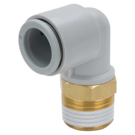 Push-Fit Elbow Fitting, Push-to-Connect x MBSPT, 6mm Tube OD, 1/4 in Pipe Size, Plastic