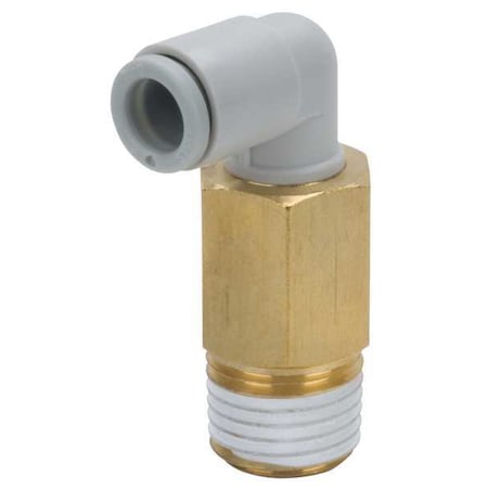 Push-Fit Elbow Fitting, Push-to-Connect x MBSPT, 16mm Tube OD, 3/8 in Pipe Size, Plastic