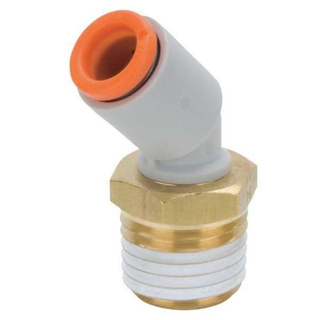 Push-Fit Elbow Fitting, Push-to-Connect x MNPT, 5/16 in Tube OD, 3/8 in Pipe Size, Plastic