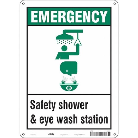 Emergency, Safety Shower & Eye Wash Station, 10 in W x 14 in H, Vertical Rectangle, Aluminum, 471D08