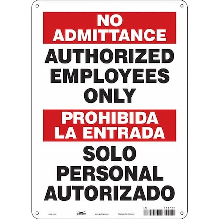 Safety Sign, 14 in Height, 10 in Width, Vinyl, Vertical Rectangle, English, Spanish, 472F90